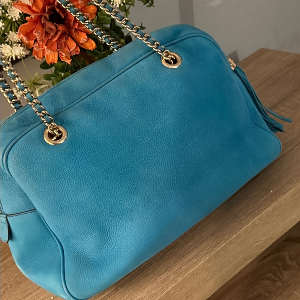 Gucci Soho Blue Nubuck Leather Shoulder Bag - Picture 6 of 15